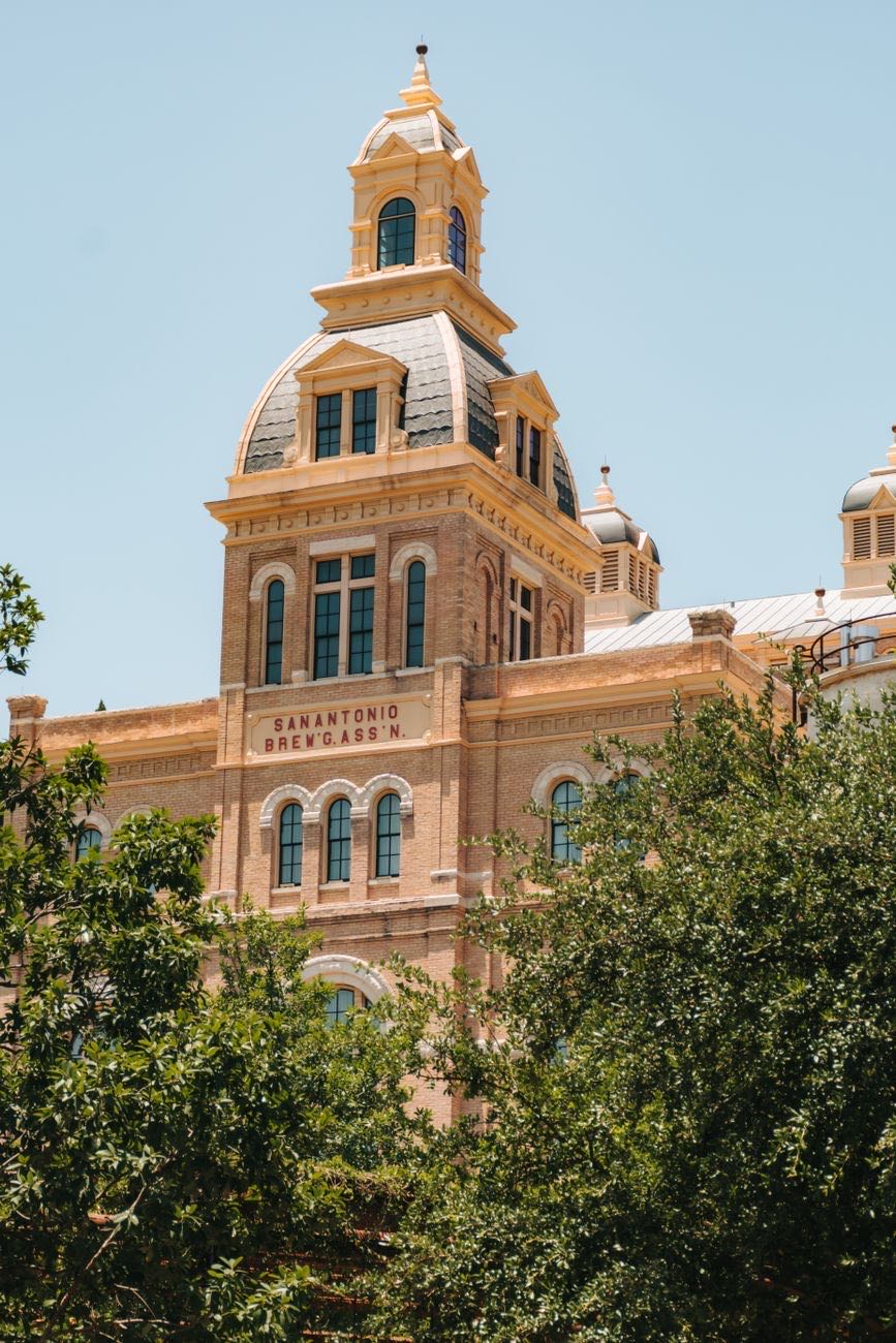 Domed tower of the historic brewery complex near Broadway in San Antonio