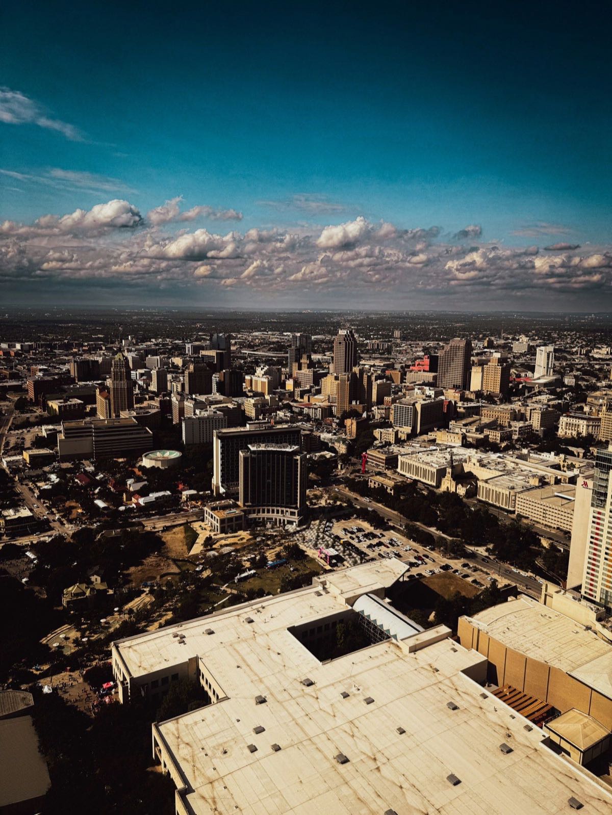 Downtown San Antonio rooftops and towers seen from above