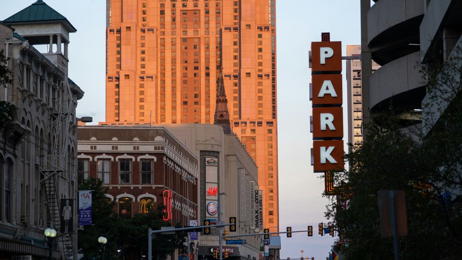 Downtown San Antonio towers catching the last of the sunset